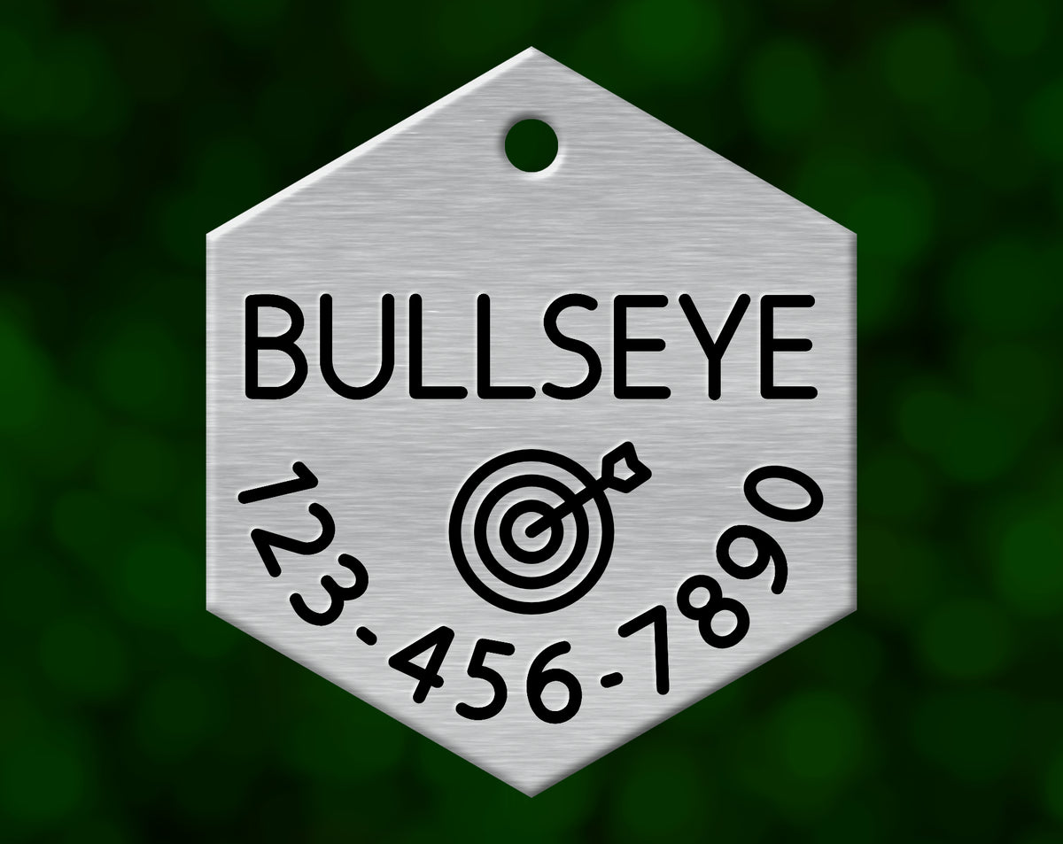 Bullseye Dog Tag (Hexagon with Phone)