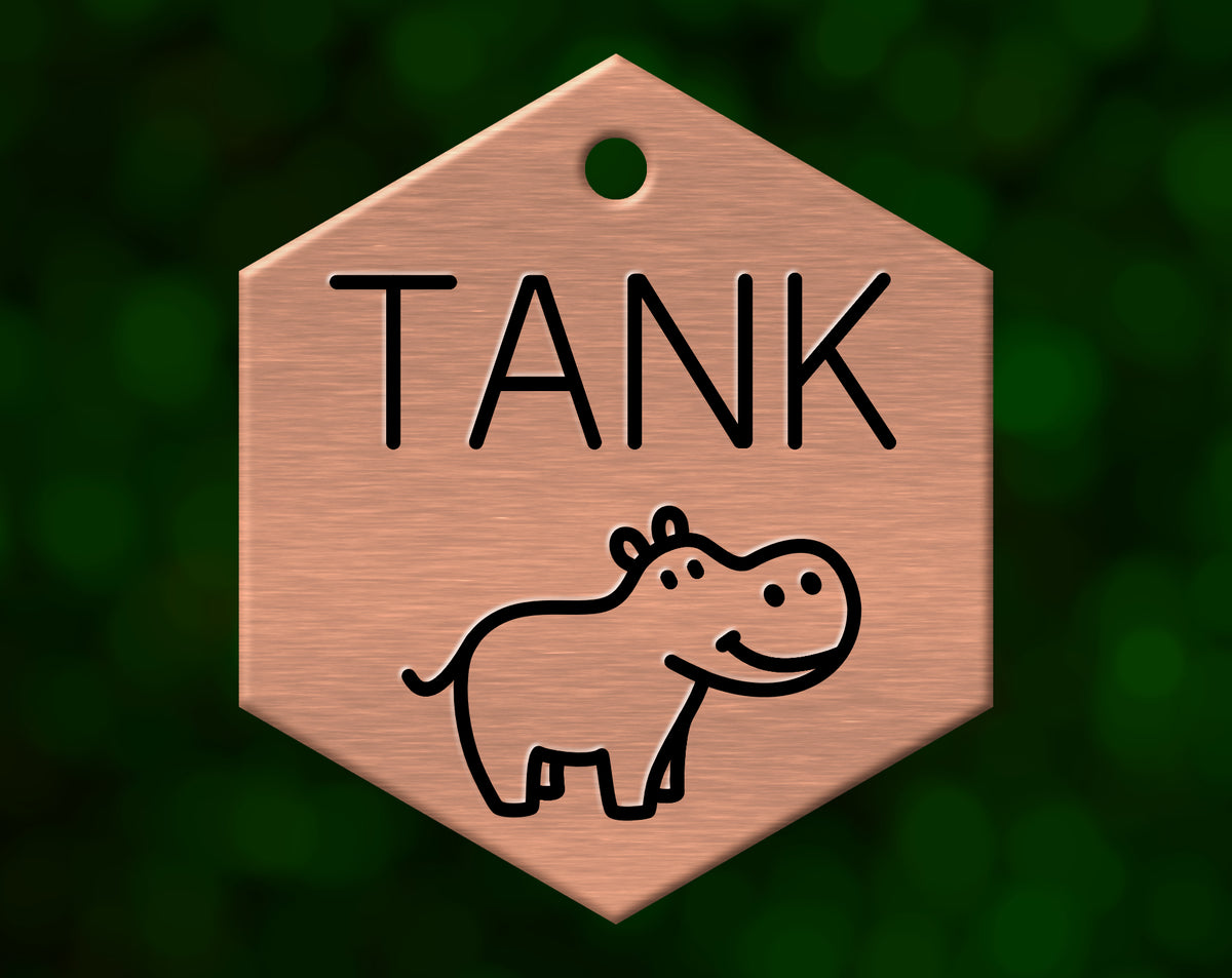 Hippo Dog Tag (Hexagon)