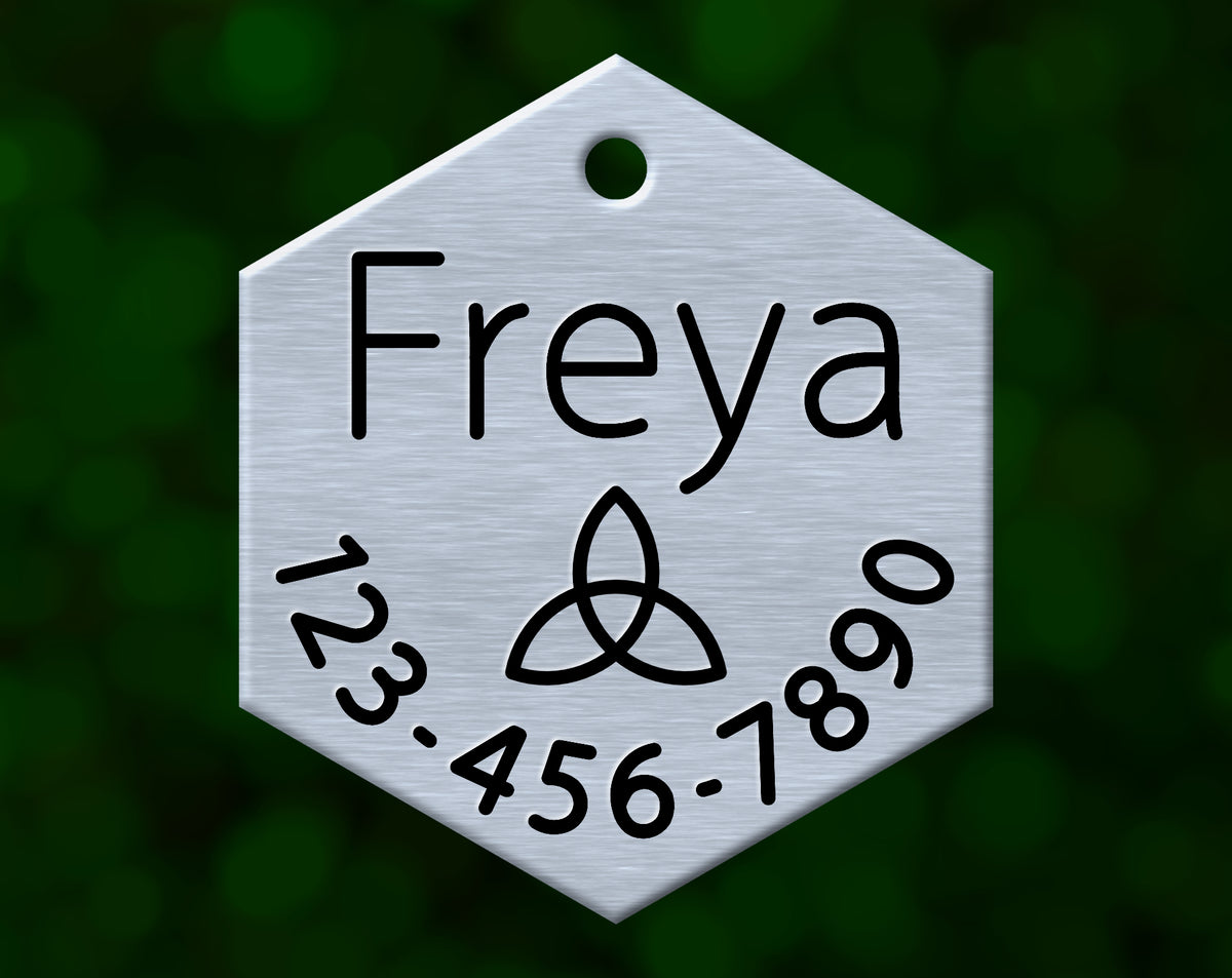 Triquetra Dog Tag (Hexagon with Phone)