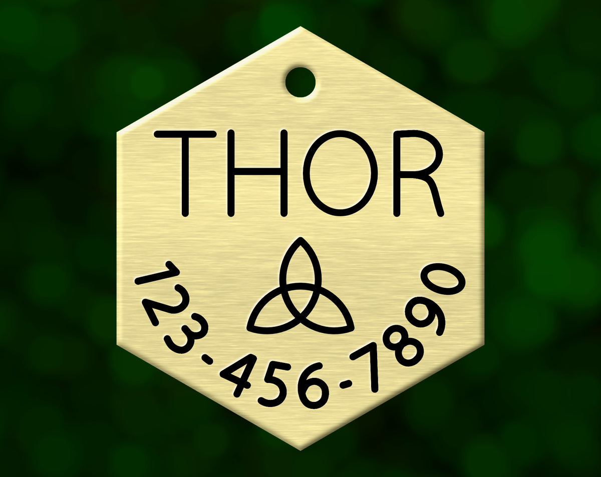 Triquetra Dog Tag (Hexagon with Phone)