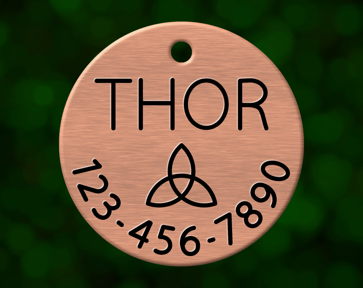 Triquetra Dog Tag (Round with Phone)
