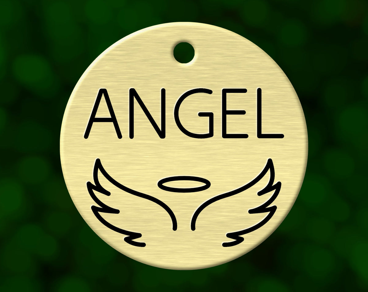 Dog tag with angel wings