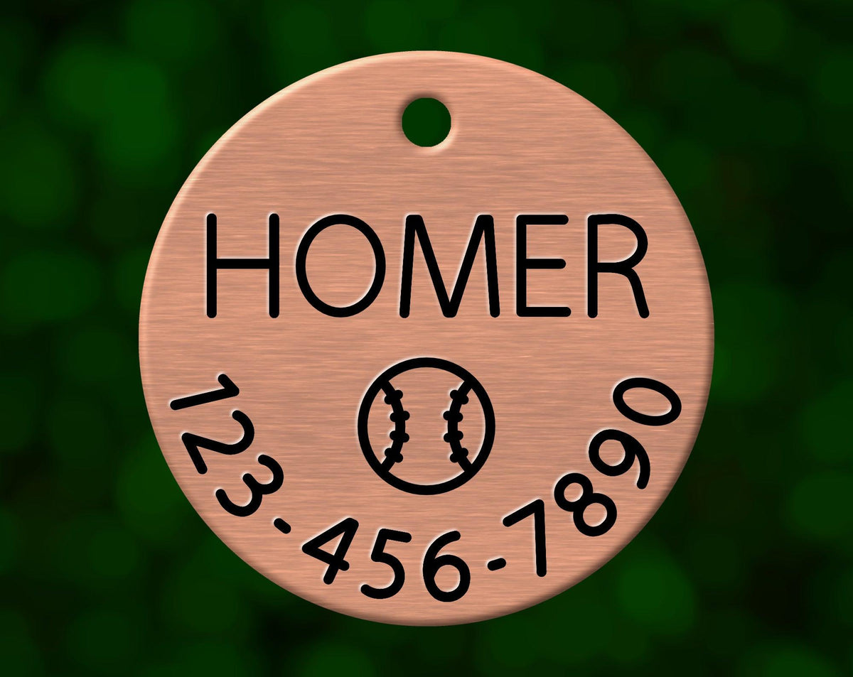 Baseball Dog Tag (Round with Phone)