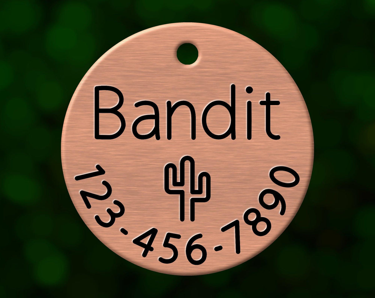 Cactus Dog Tag (Round with Phone)