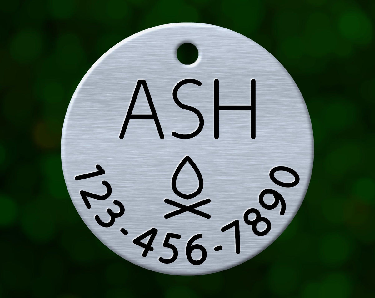 Campfire Dog Tag (Round with Phone)