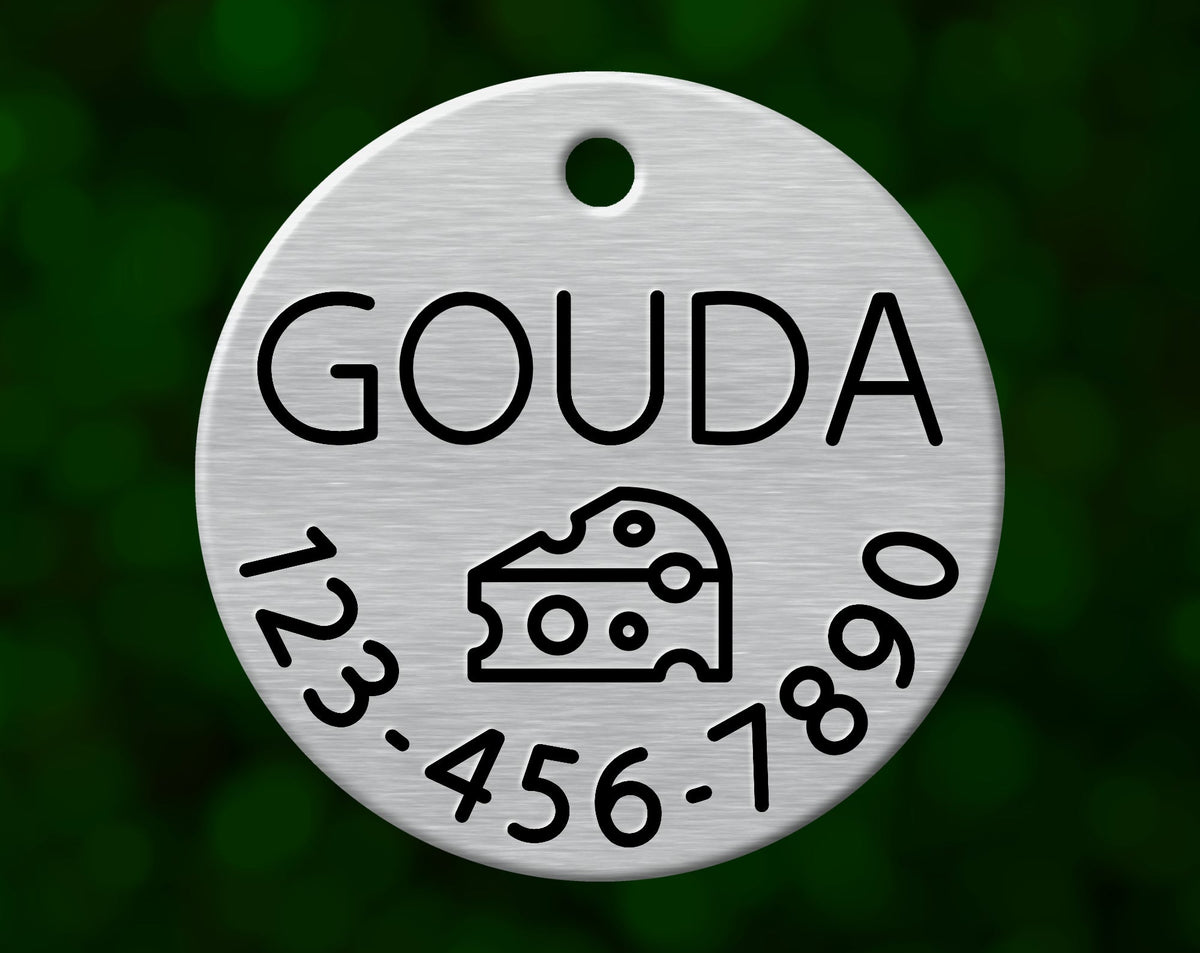 Cheese Dog Tag (Round with Phone)