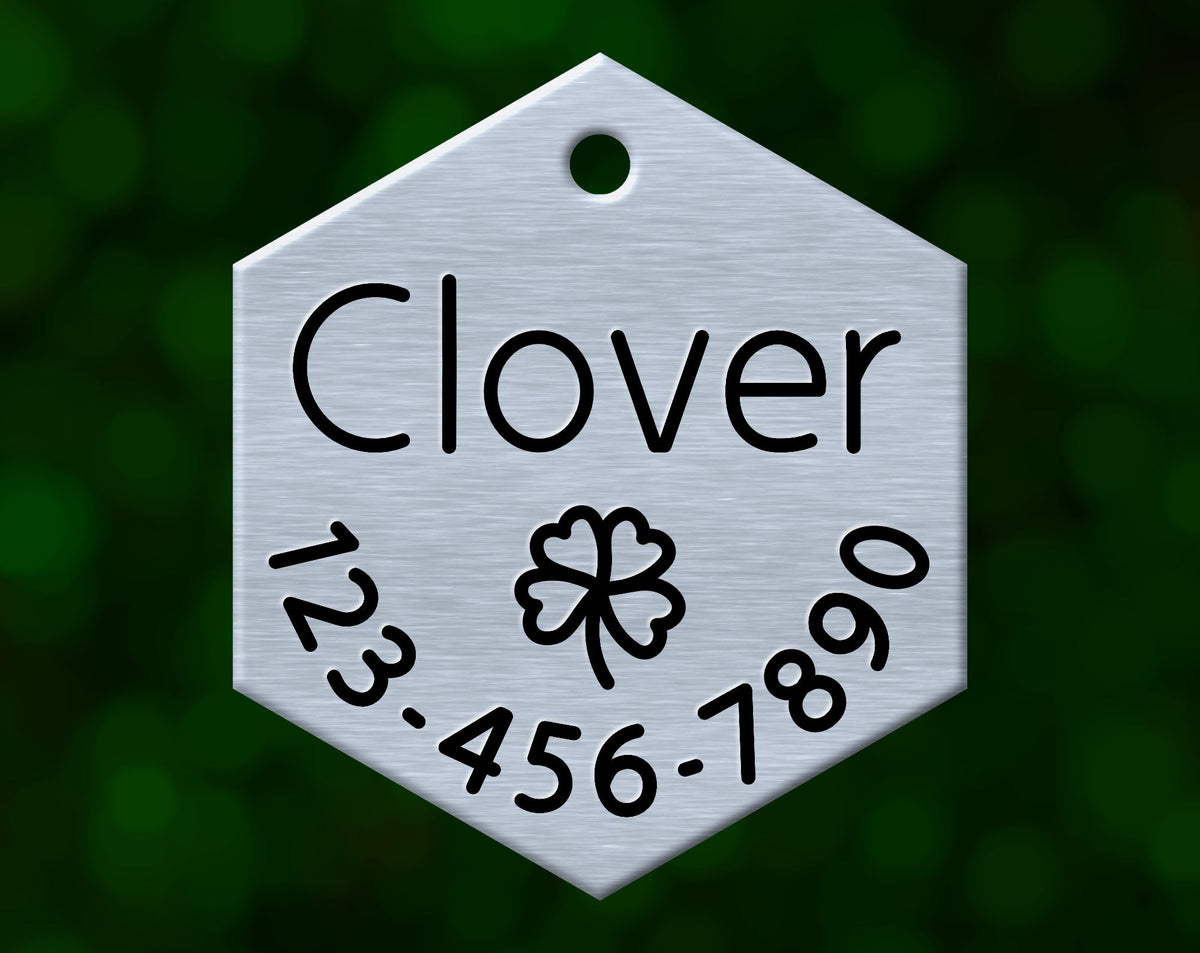 Clover Dog Tag (Hexagon with Phone)