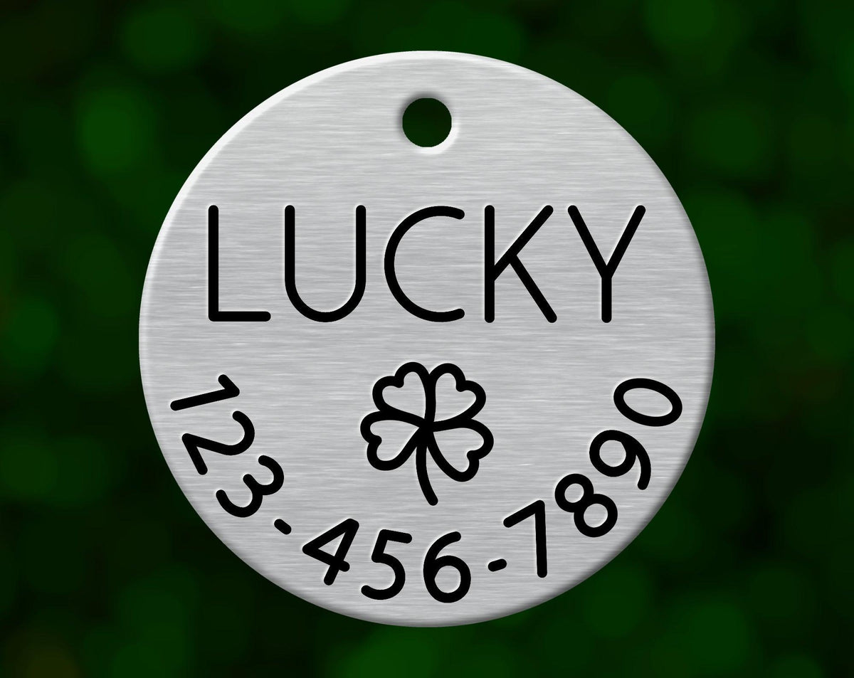 Clover Dog Tag (Round with Phone)