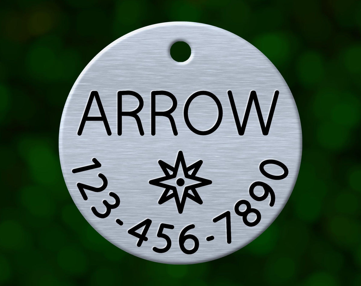 Compass Dog Tag (Round with Phone)