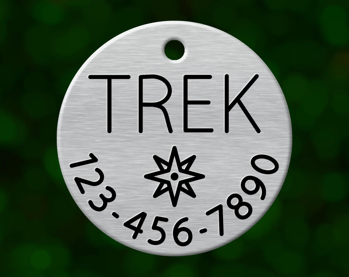 Compass Dog Tag (Round with Phone)