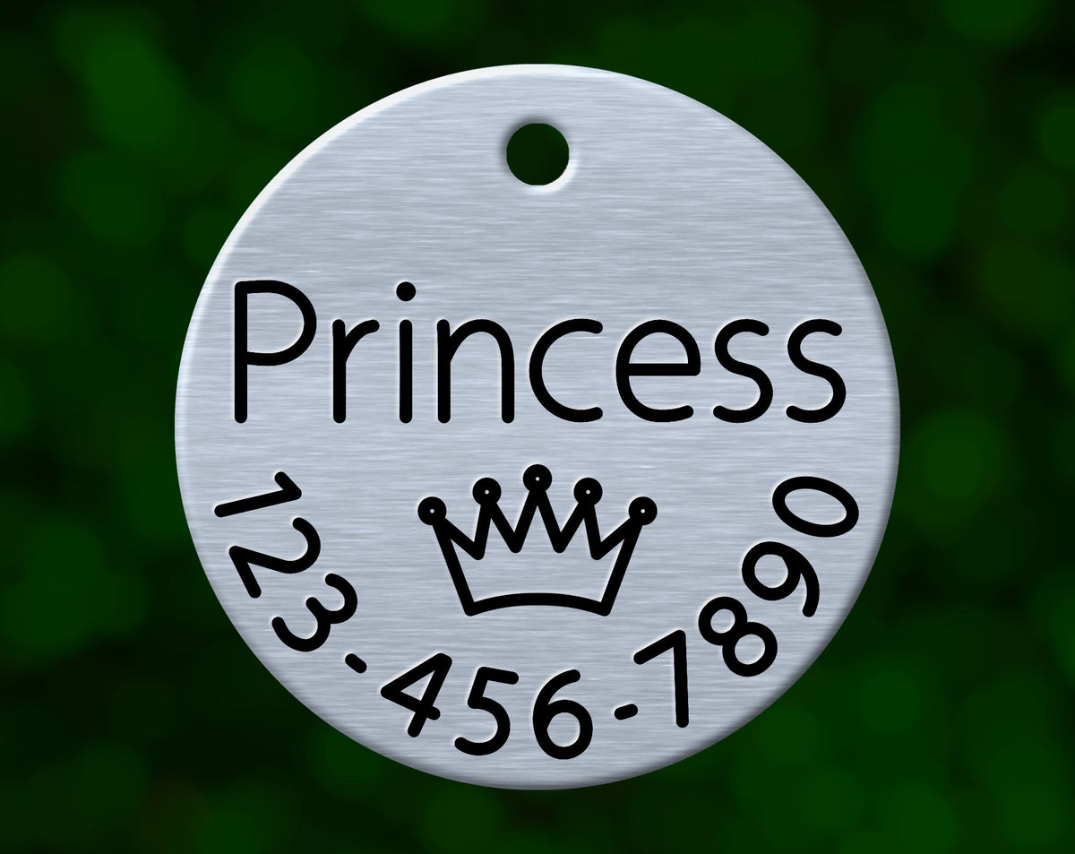 Crown Dog Tag (Round with Phone)