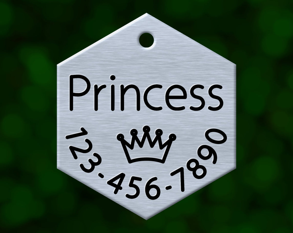 Crown Dog Tag (Hexagon with Phone)