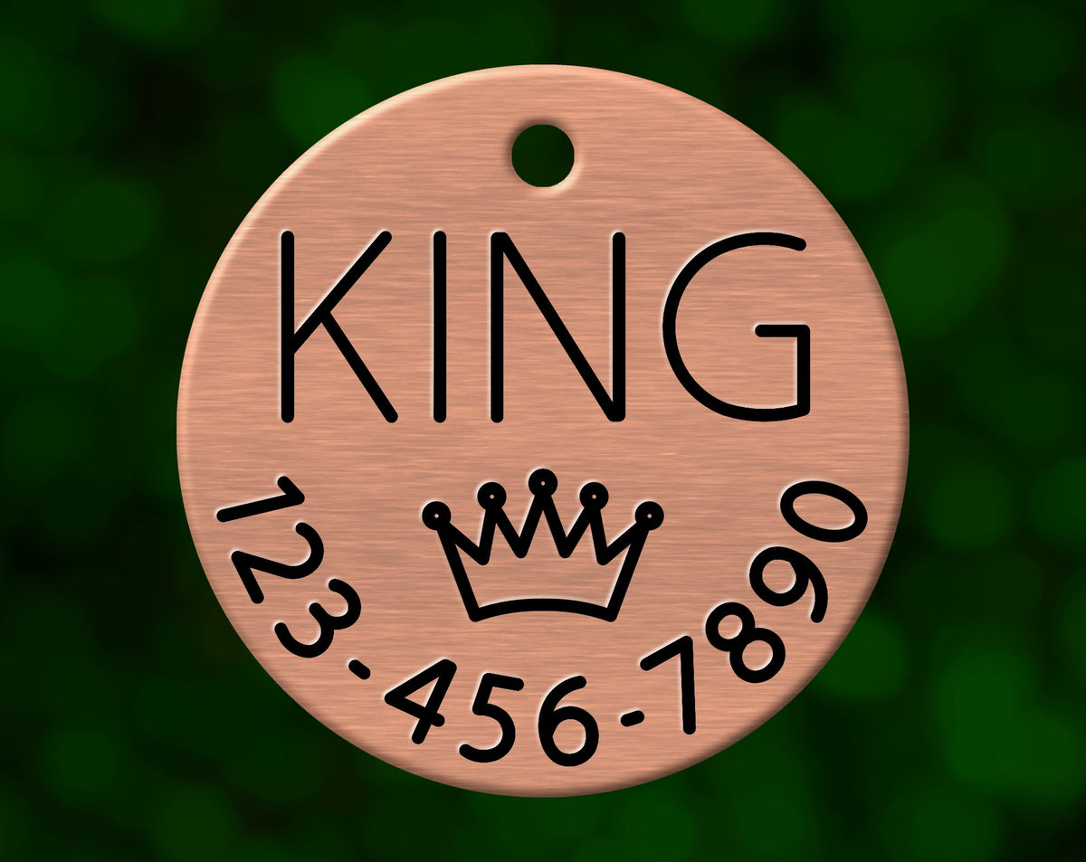 Crown Dog Tag (Round with Phone)