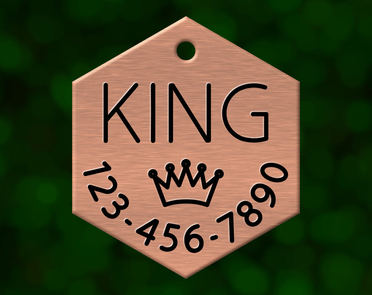 Crown Dog Tag (Hexagon with Phone)