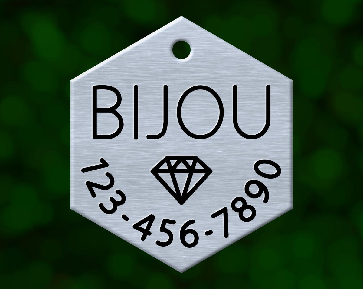 Diamond Dog Tag (Hexagon with Phone)