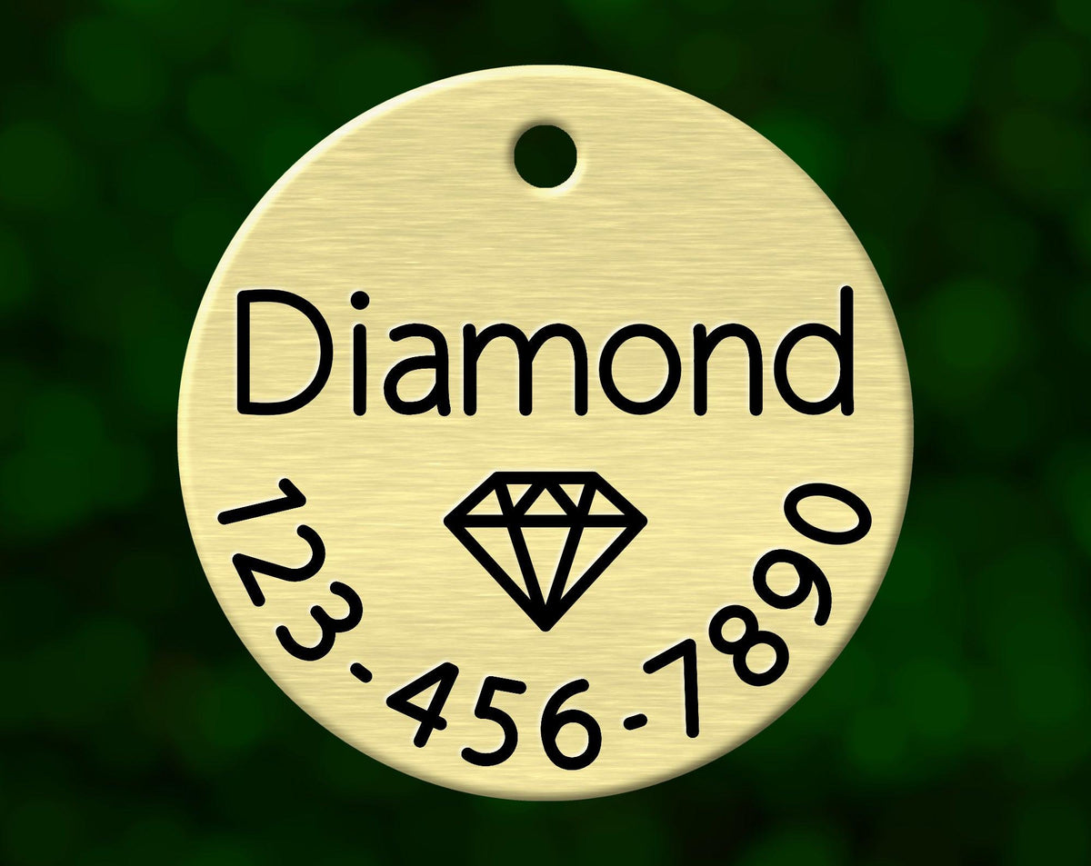 Diamond Dog Tag (Round with Phone)