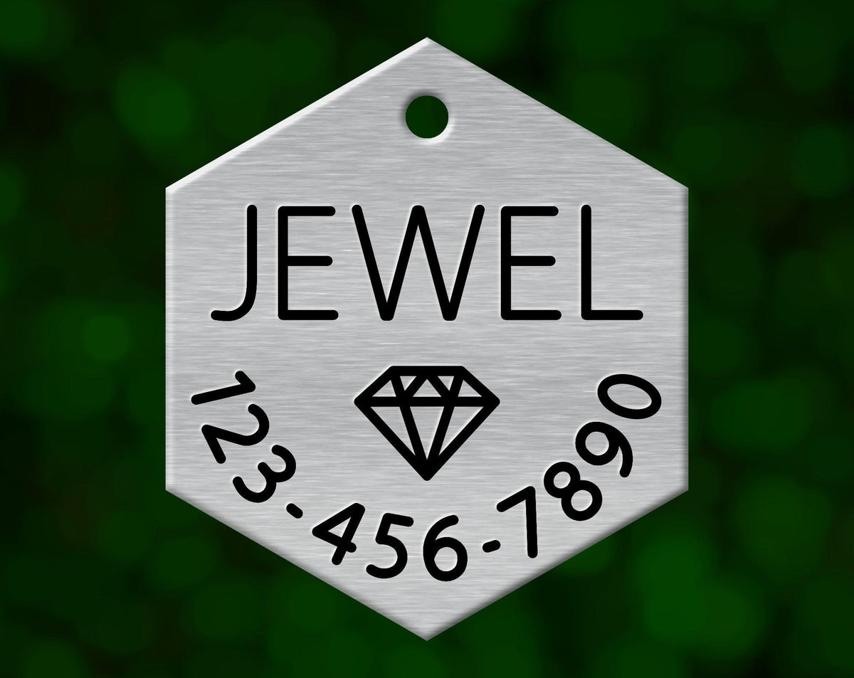 Diamond Dog Tag (Hexagon with Phone)