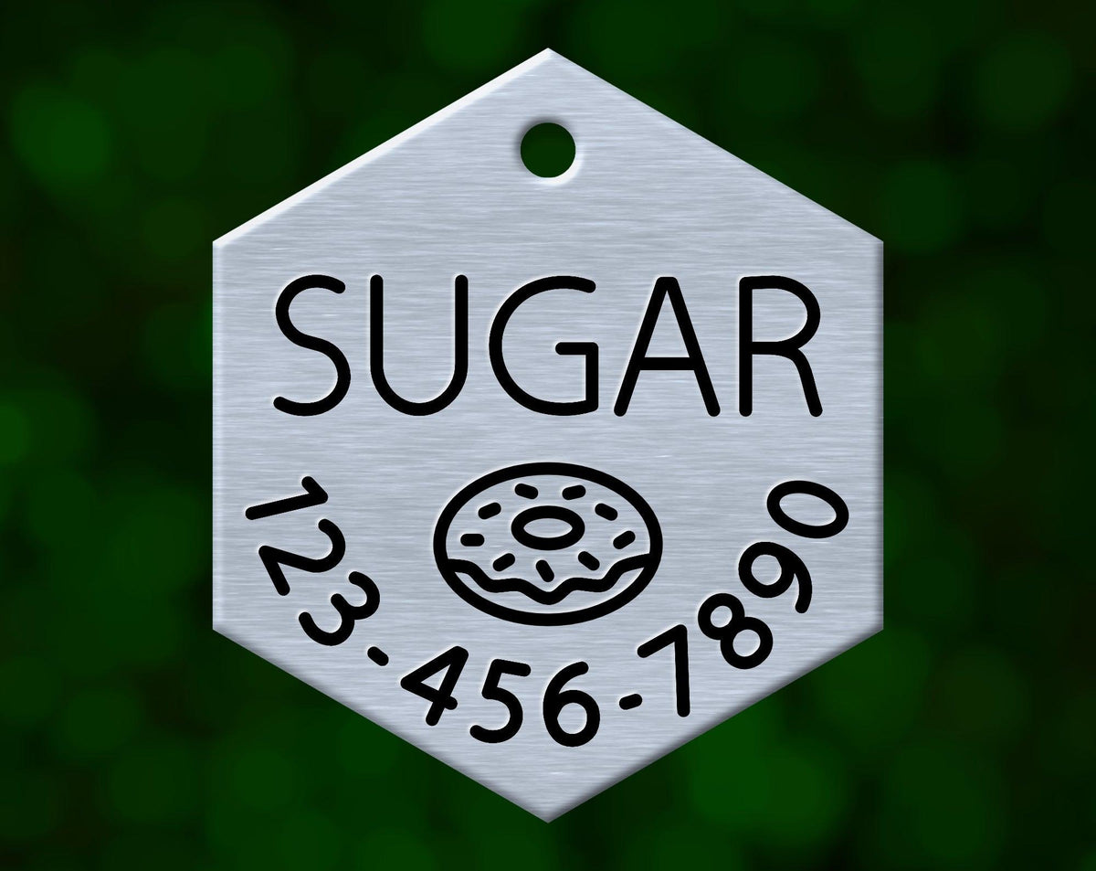 Donut Dog Tag (Hexagon with Phone)