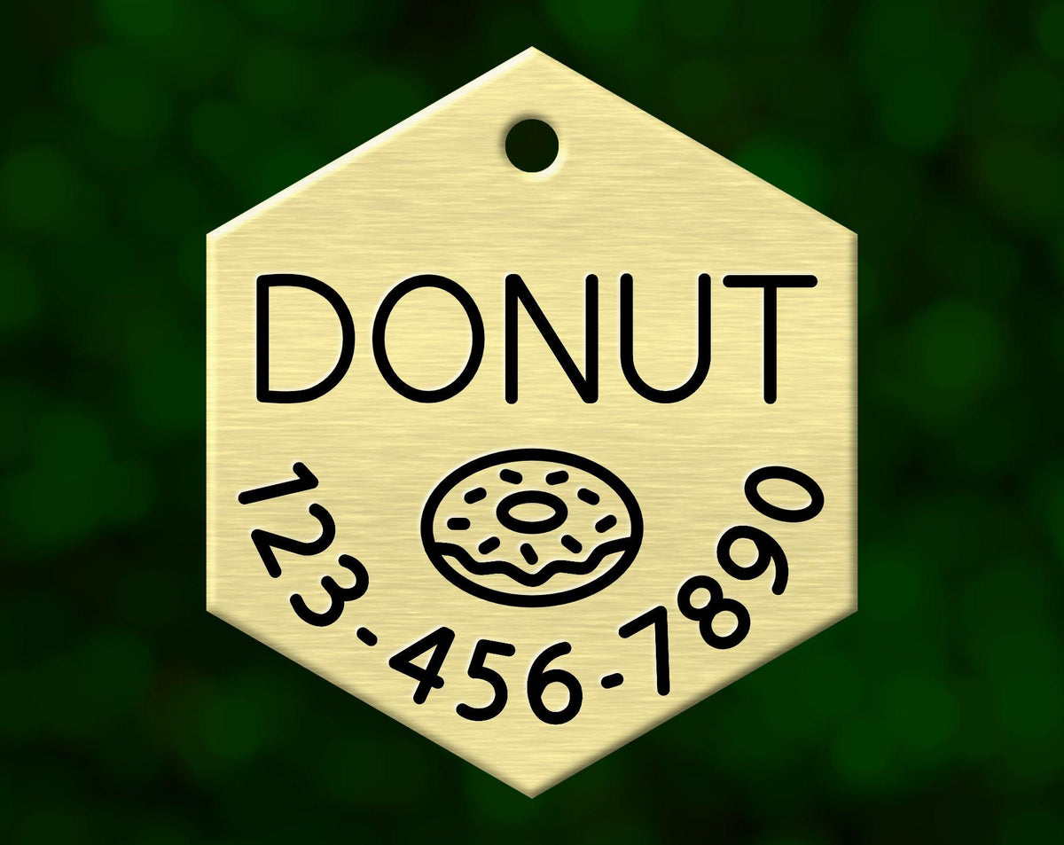 Donut Dog Tag (Hexagon with Phone)