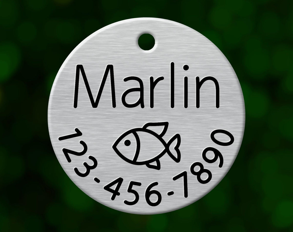 Fish Dog Tag (Round with Phone)