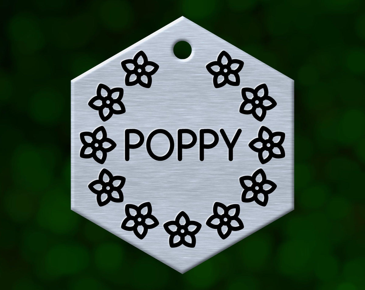 Floral Wreath Dog Tag (Hexagon)