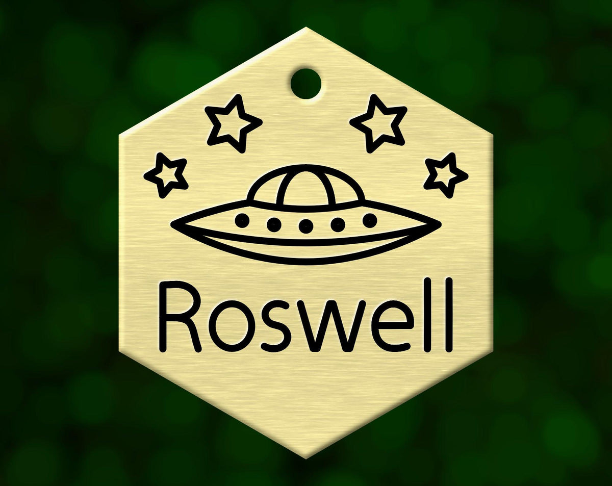 UFO dog tag with name Roswell
