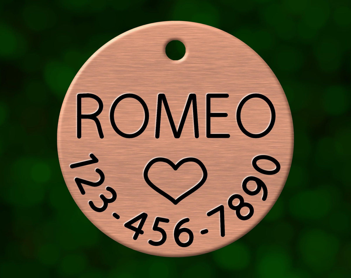 Heart Dog Tag (Round with Phone)