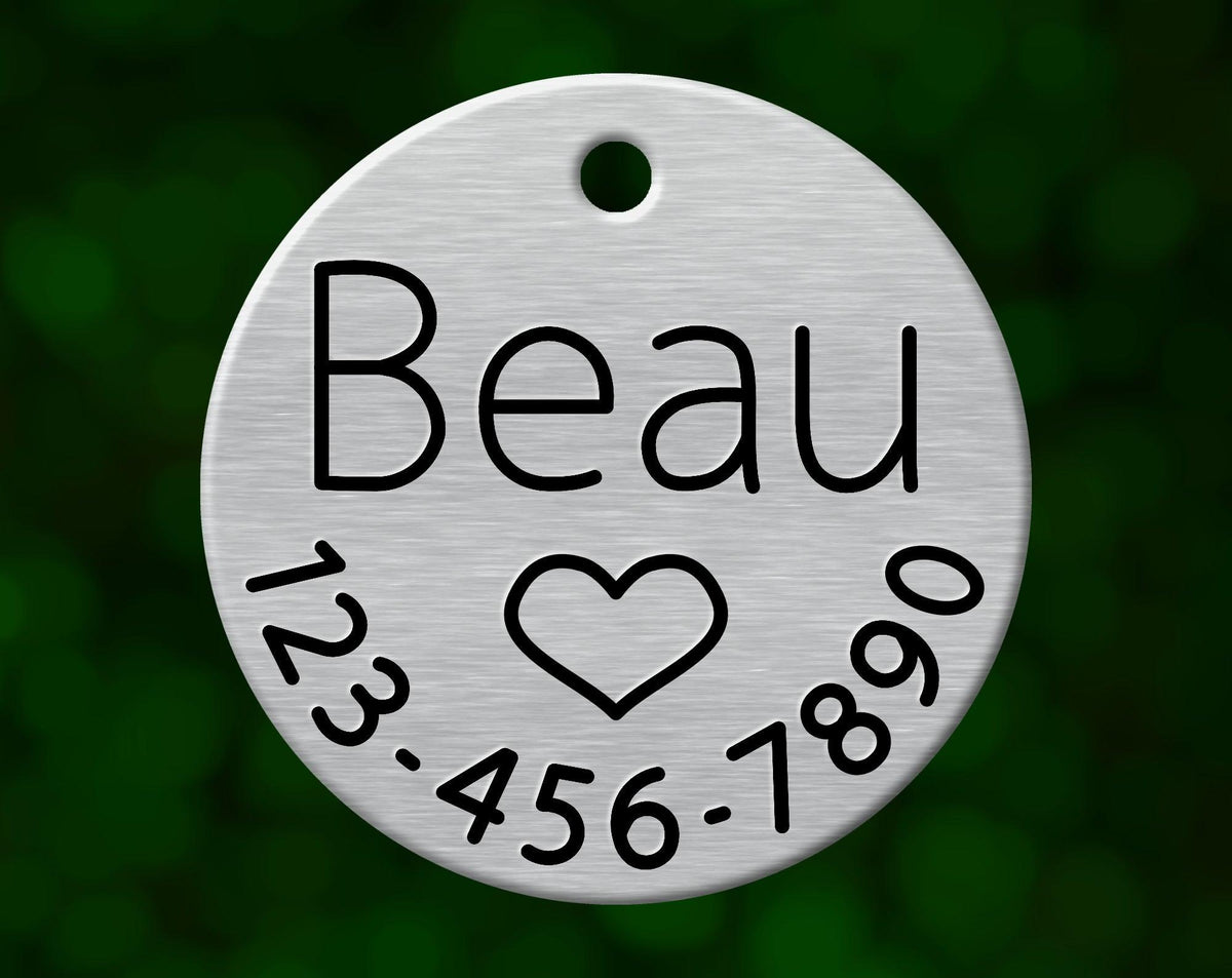 Heart Dog Tag (Round with Phone)