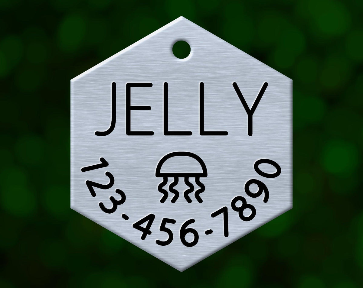 Jellyfish Dog Tag (Hexagon with Phone)