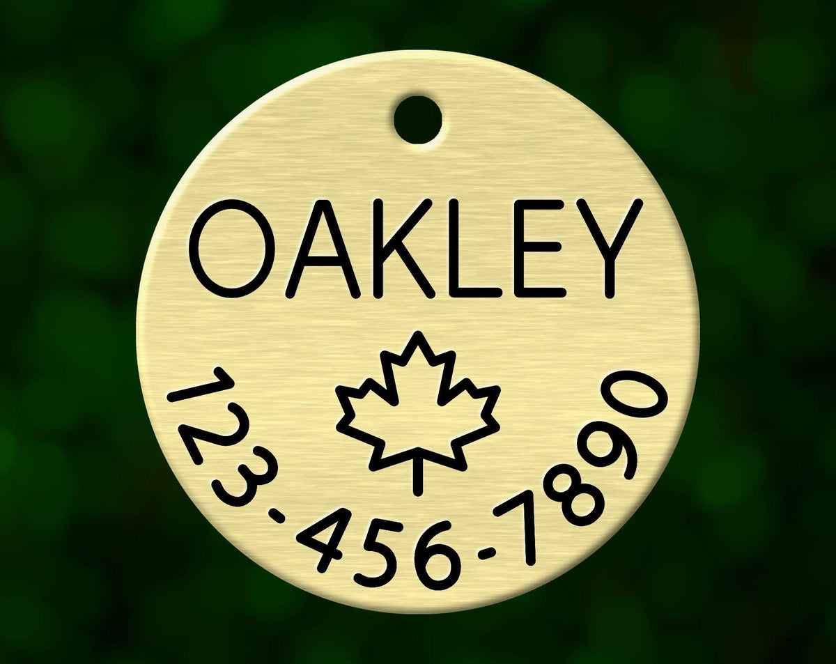 Maple Leaf Dog Tag (Round with Phone)