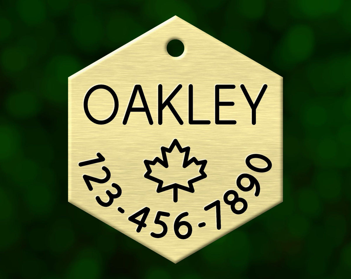 Maple Leaf Dog Tag (Hexagon with Phone)