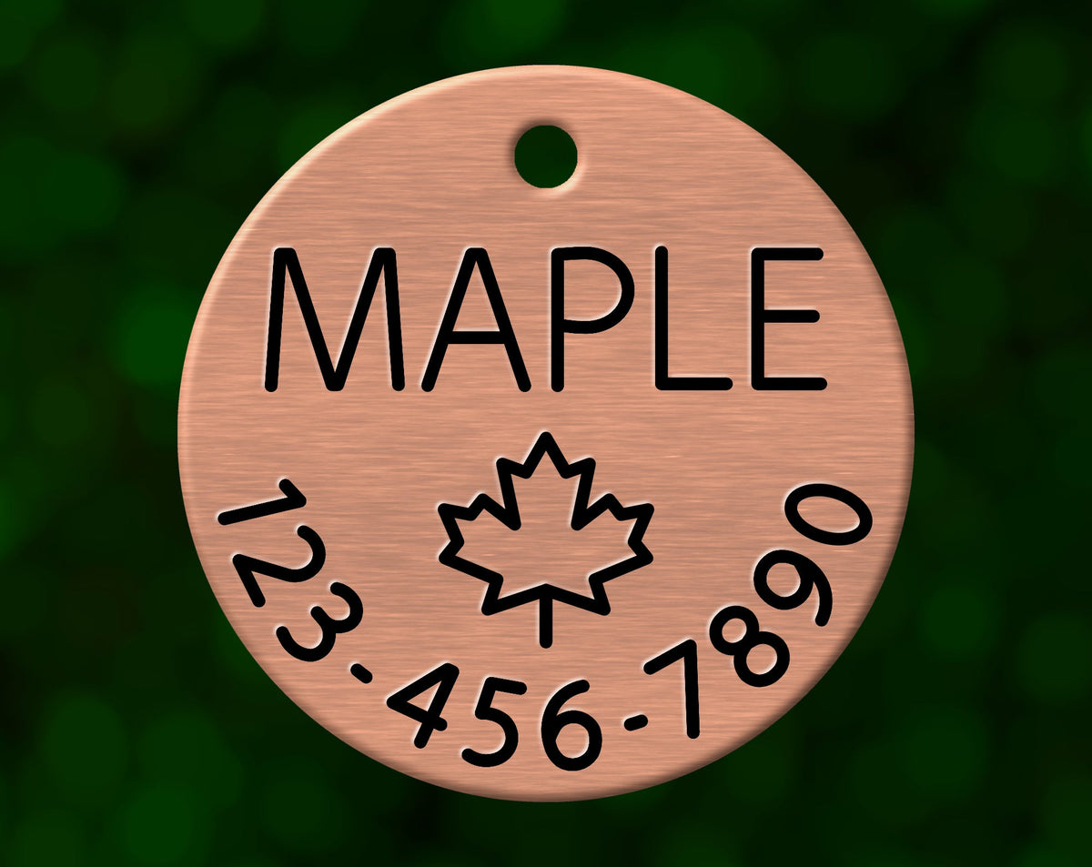 Maple Leaf Dog Tag (Round with Phone)