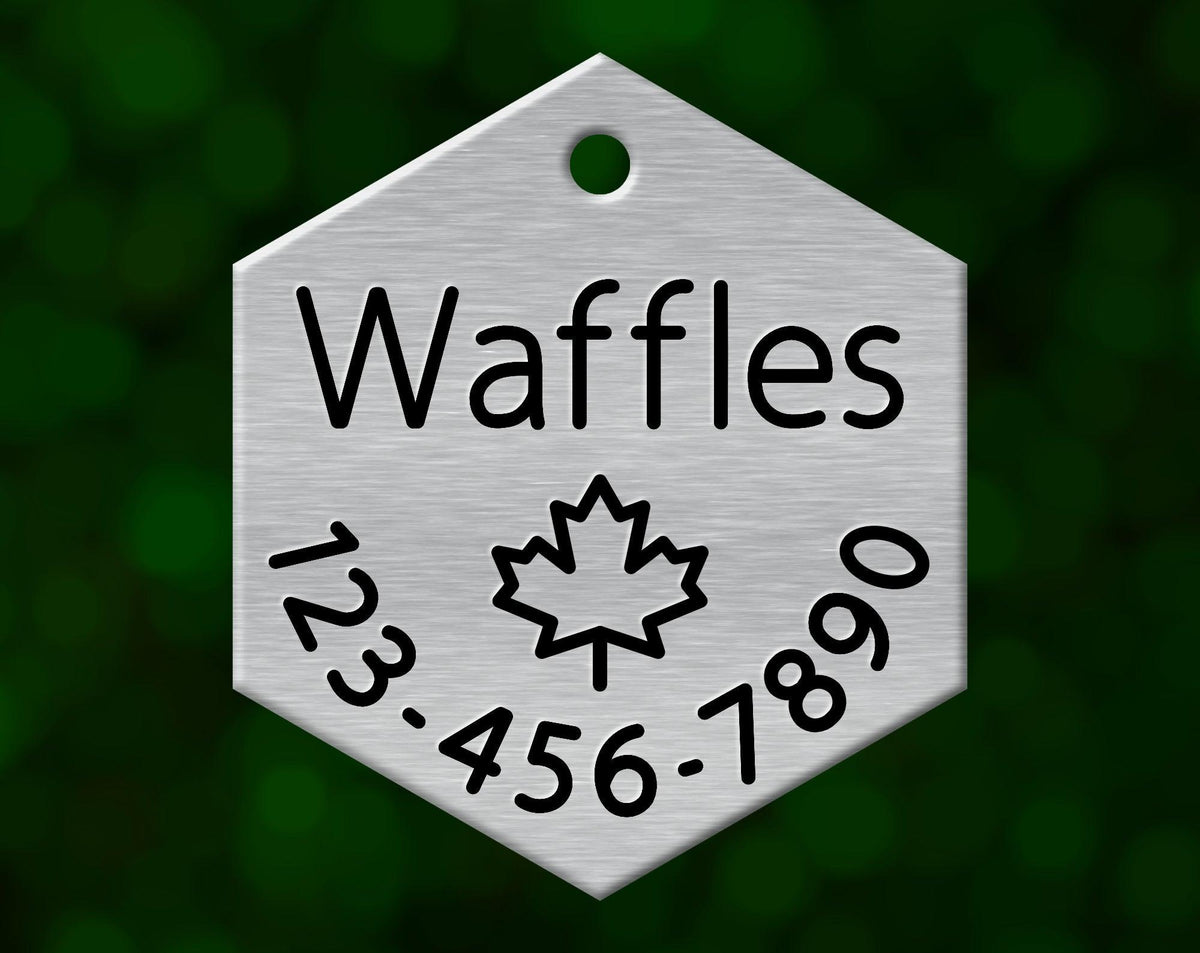 Maple Leaf Dog Tag (Hexagon with Phone)