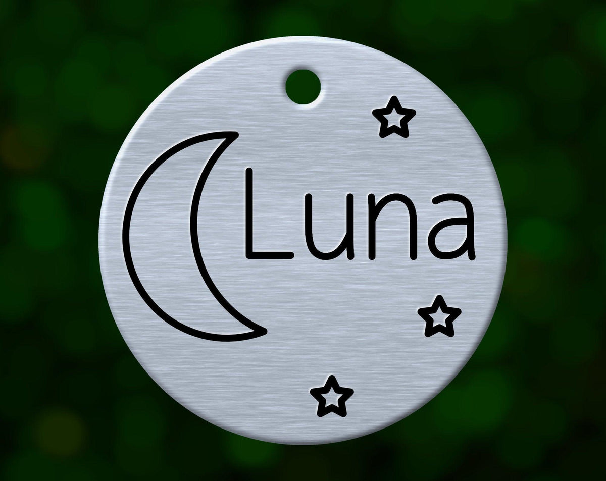 Moon dog tag with name Luna