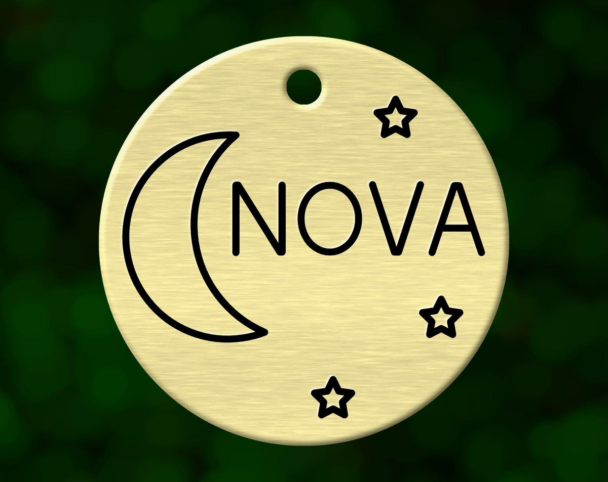 Moon dog tag with name Nova