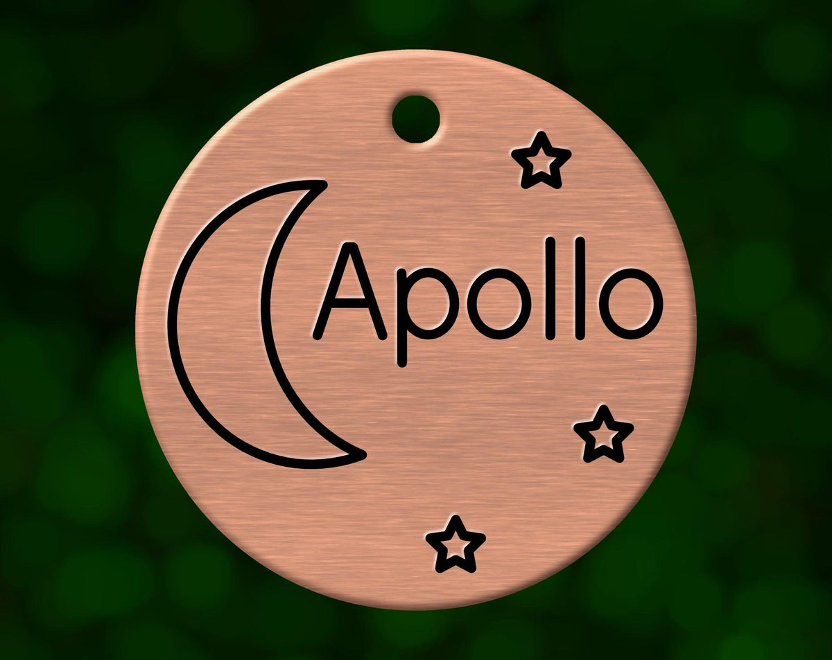 Moon dog tag with name Apollo