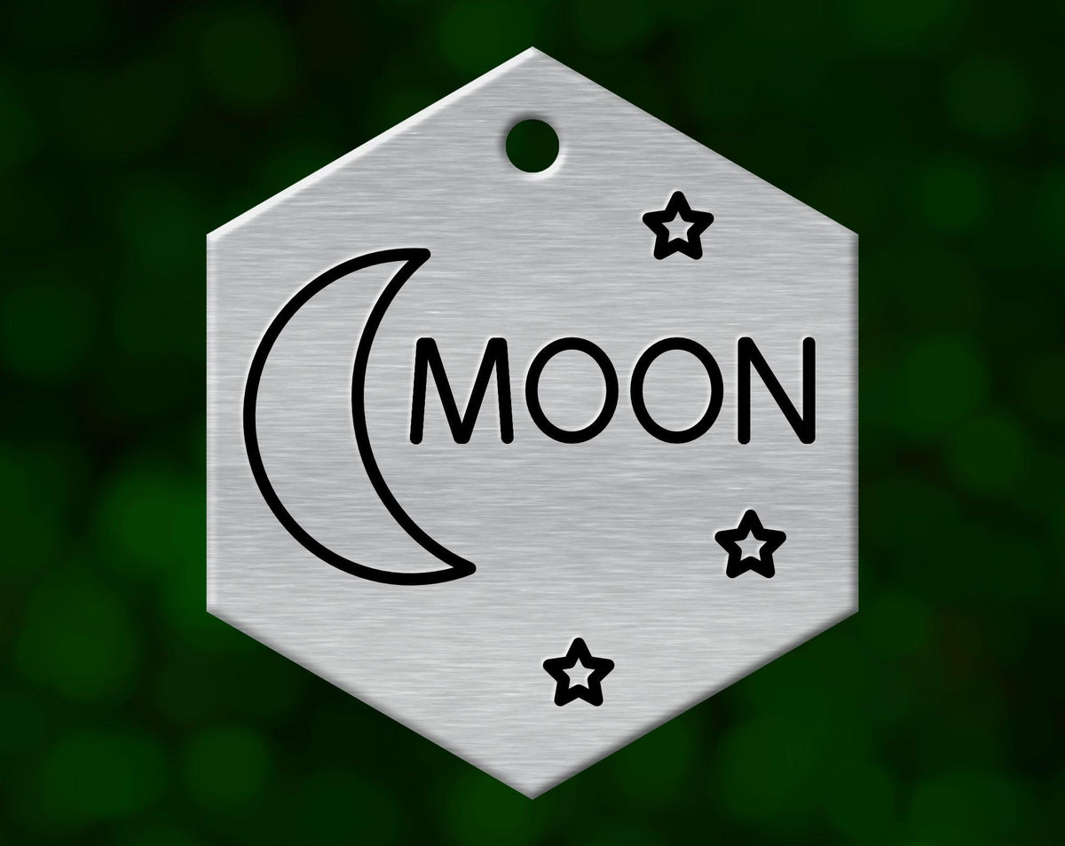 Moon &amp; Stars Dog Tag (Hexagon)