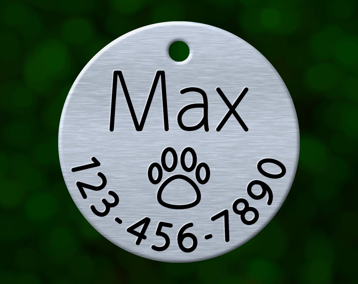 Pawprint Dog Tag (Round with Phone)