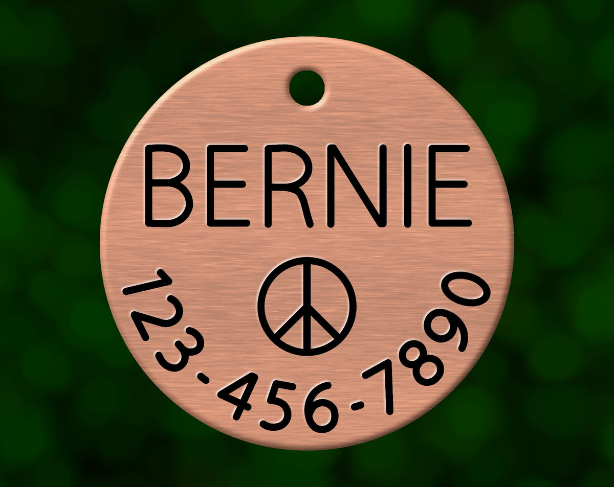 Peace Sign Dog Tag (Round with Phone)