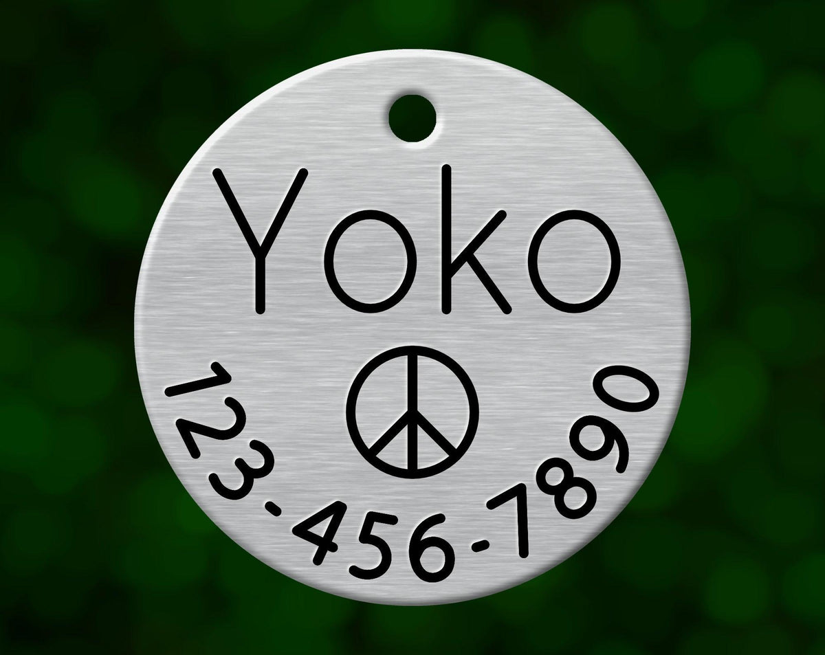 Peace Sign Dog Tag (Round with Phone)