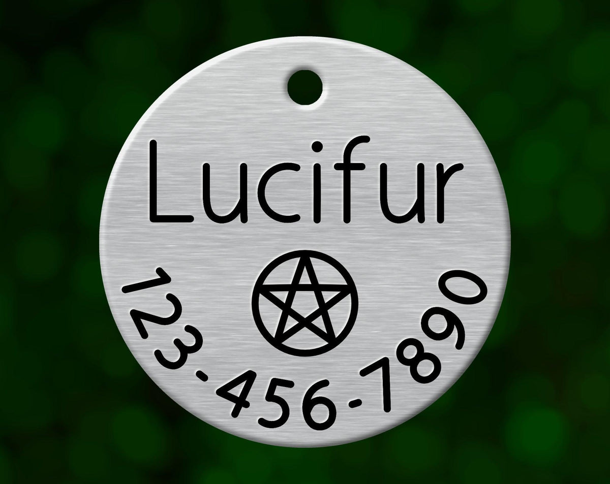 Pentacle Dog Tag (Round with Phone)