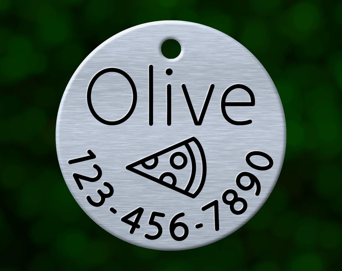 Pizza Dog Tag (Round with Phone)