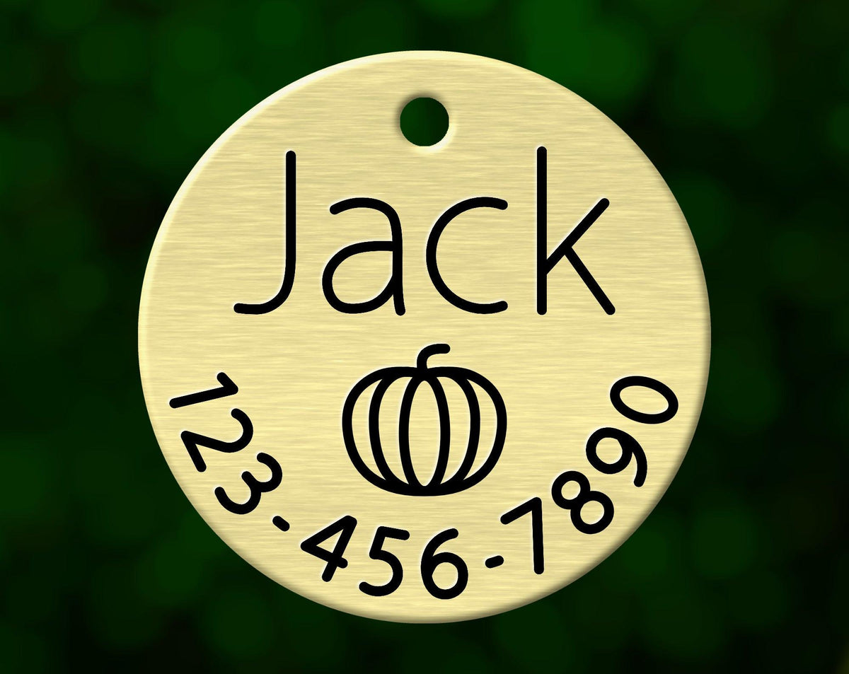 Pumpkin Dog Tag (Round with Phone)