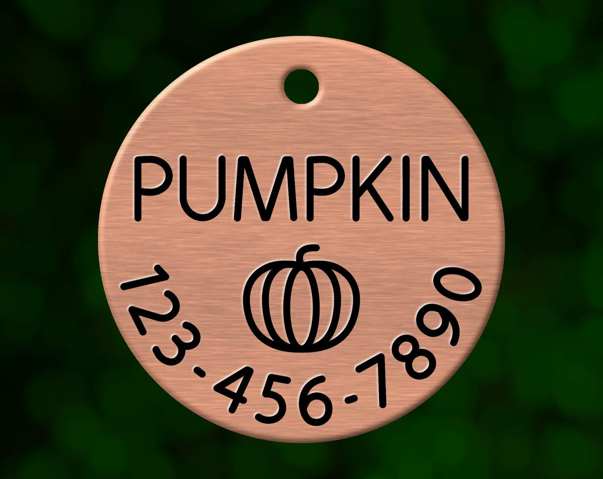 Pumpkin Dog Tag (Round with Phone)