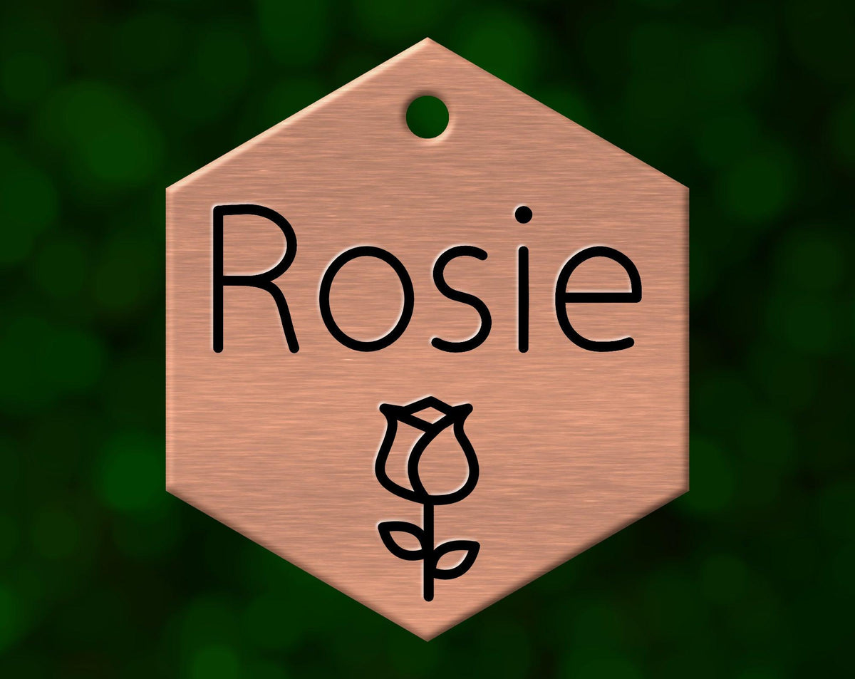 Rose Dog Tag (Hexagon)