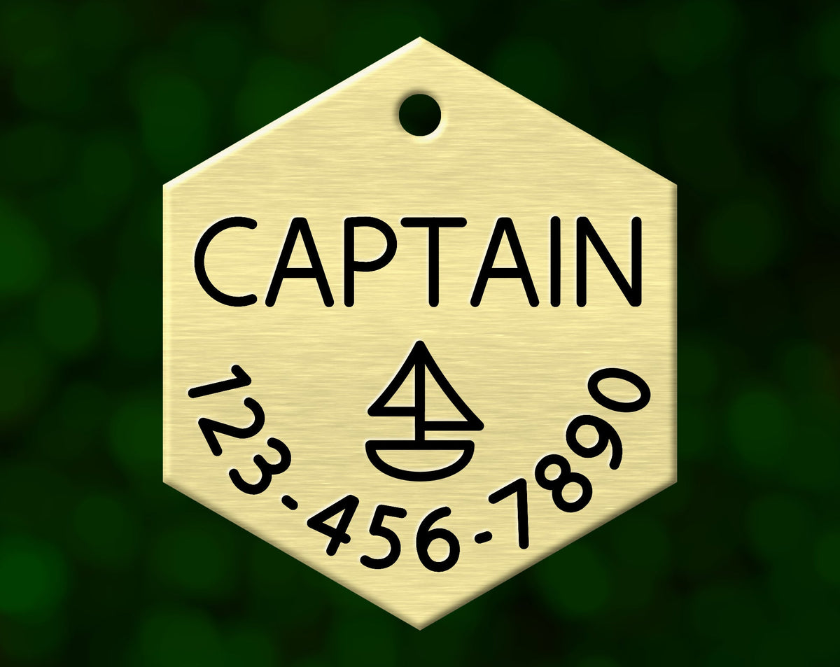 Sailboat Dog Tag (Hexagon with Phone)