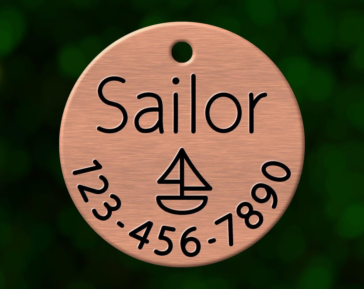 Sailboat Dog Tag (Round with Phone)