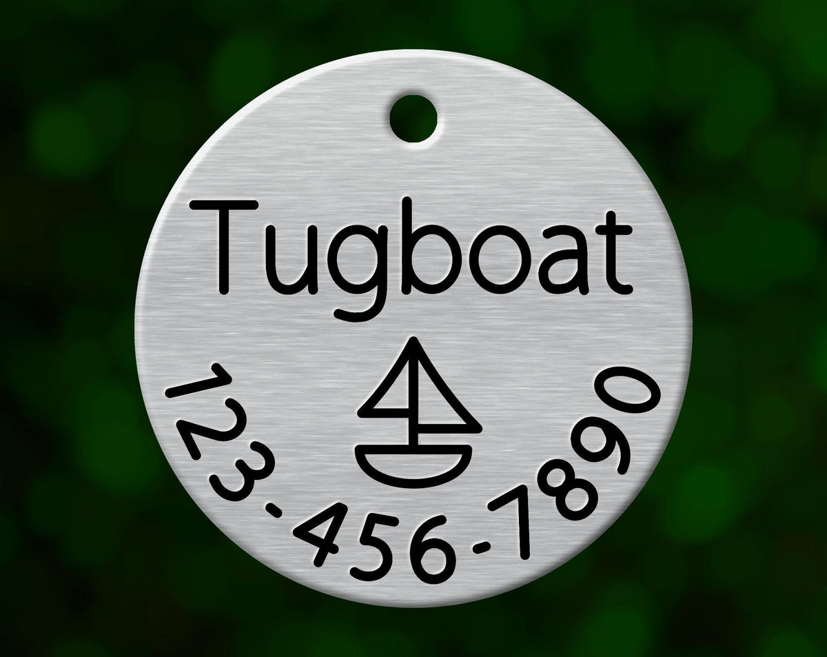 Sailboat Dog Tag (Round with Phone)