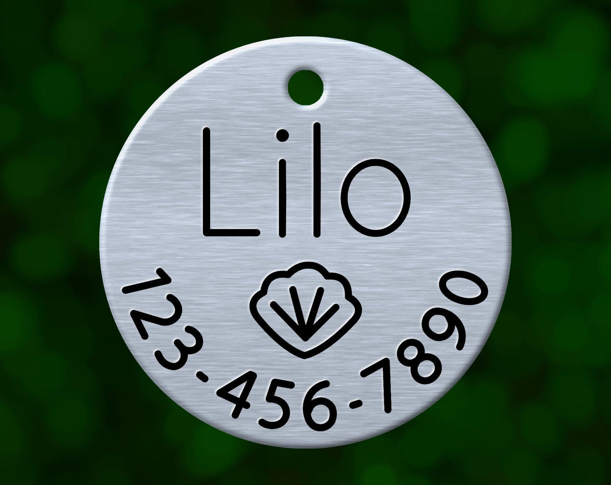 Seashell Dog Tag (Round with Phone)