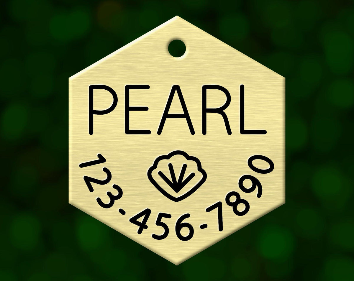 Seashell Dog Tag (Hexagon with Phone)
